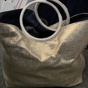 Gold textured tote bag